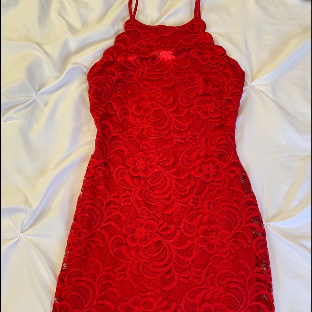 red to the knee dress